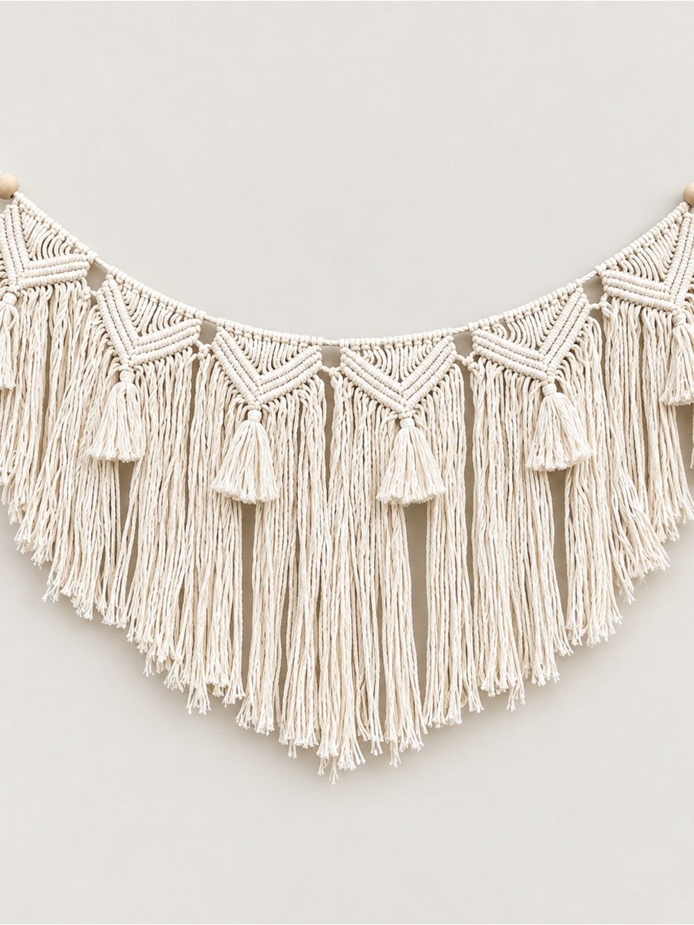 Boho Macrame Wall Hanging Garland in Natural Cream